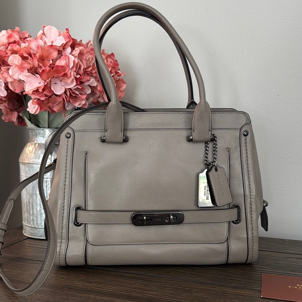 Coach Gray Leather Tote Bag